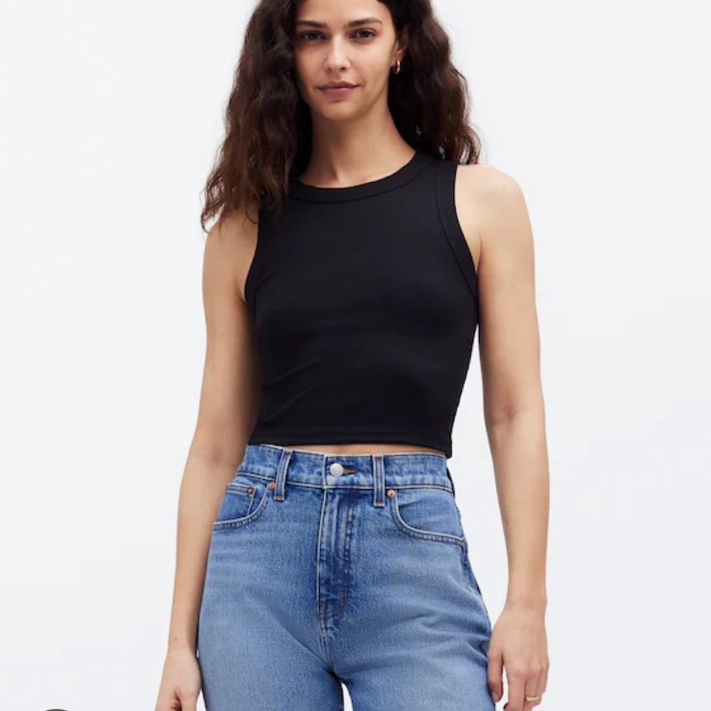 Madewell Rib Crop Tank Black Size S